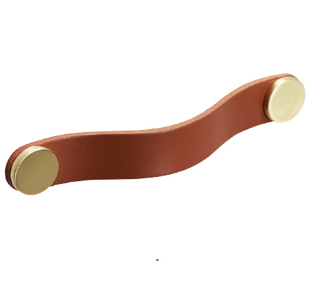 Maner Flexa din piele bej pentru mobilier, cu ornamente finisaj alama